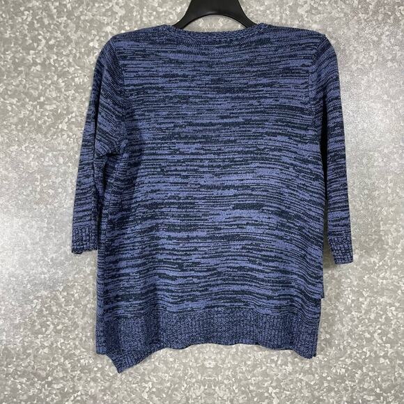 Croft & Barrow Blue Marled Asymmetrical Hem Sweater - Size PXL - 3/4 Sleeves - Picture 6 of 6
